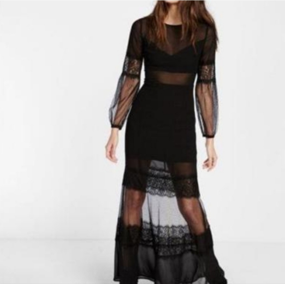 Express Women's Maxi Sheer Lace Dress